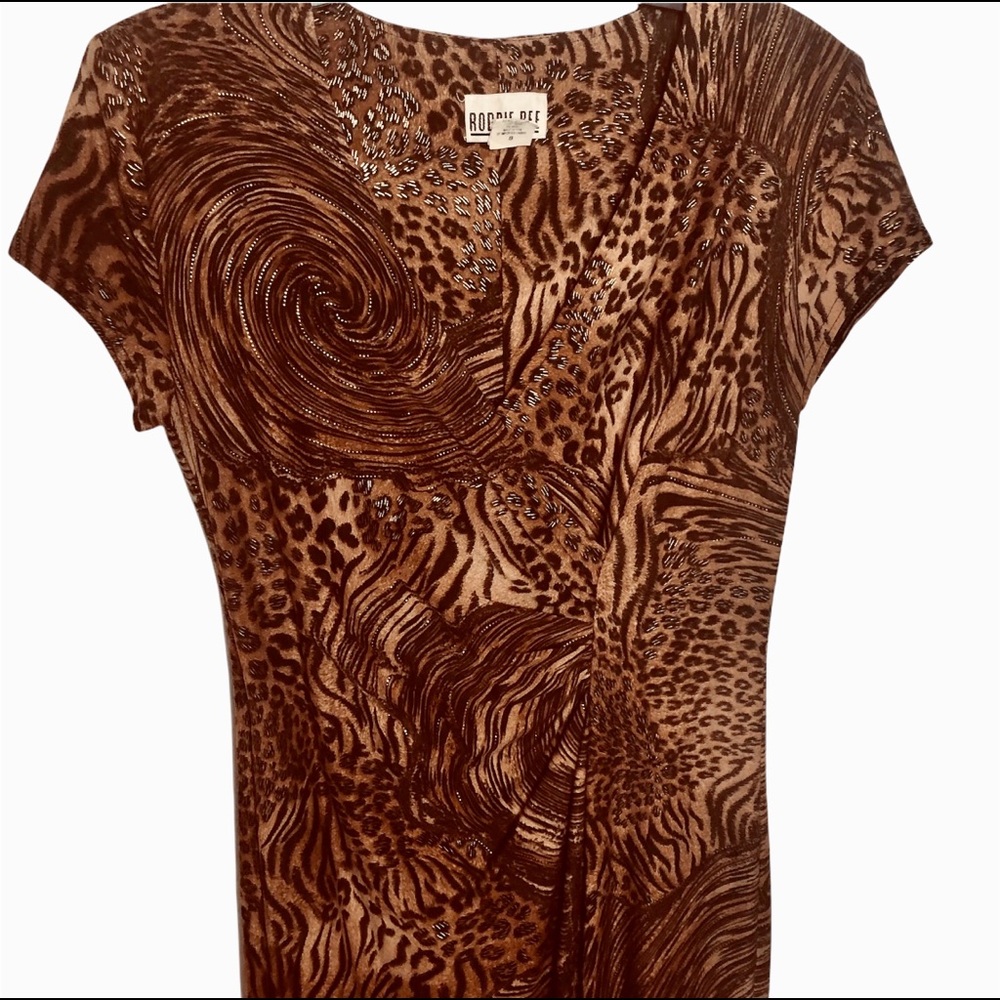 VINTAGE BOBBIE BEE WOMENS ANIMAL PRINT FIQURE FLATTERING DRESS SZ 8